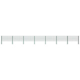 Fence Panel with Posts Iron 1212x80 cm Green 278610