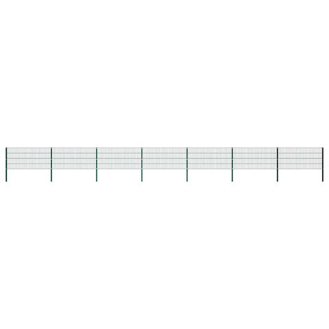 Fence Panel with Posts Iron 1212x80 cm Green 278610