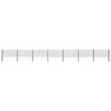 Fence Panel with Posts Iron 1212x80 cm Green 278610