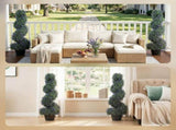 Artificial Lavender Topiary Tree Set of 2, UV Resistant Fake Plants in Pot for Indoor Outdoor Decor, T3398P551661