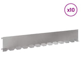 Lawn Edging 10 pcs 102 x 15 x 4 cm Steel Silver 8008775
