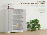 4-Door Kitchen Storage Cabinet with Adjustable Shelves - White T3398P377916