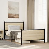 Metal Bed Frame without Mattress Sonoma Oak 100x200 cm 4007729