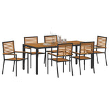 Garden Dining Set 7 pcs Black and Wood Poly Rattan 3365442