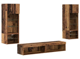 TV Wall Unit Wall-mounted 6 pcs Old Wood Engineered Wood 3402932