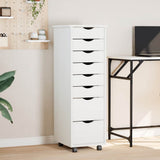 Rolling Cabinet with Drawers MOSS White Solid Wood Pine 355895