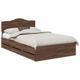 Bed Frame with Drawer Brown Oak 120 x 190 cm Engineer Wood 3413032