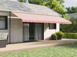 Awning Replacement Fabric Red and White 5x3.5 m Polyester 367721