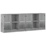 Bookcase with Doors Concrete Grey 204x37x75 cm Engineered Wood 3206534