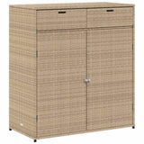 Garden Storage Cabinet Beige 105x55x113 cm Poly Rattan 365566