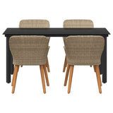 Garden Dining Set with Cushion 5 pcs Beige Poly Rattan 3261701