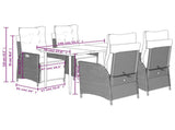 5 Piece Garden Dining Set with Cushions Grey Poly Rattan 3213478