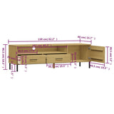 TV Cabinet with Metal Legs Brown Solid Wood Pine OSLO 351027