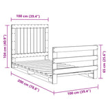 Bed Frame without Mattress with Headboard 100x200 cm Solid Wood 3281539