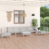 7 Piece Garden Lounge Set White Solid Pinewood 3082548