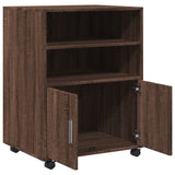 Rolling Cabinet Brown Oak 60x48x81 cm Engineered Wood 853170