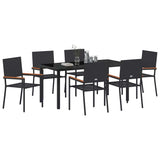 Garden Dining Set with Cushion 7 pcs Black Poly Rattan 3379706