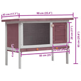 170829 Outdoor Rabbit Hutch 1 Layer Brown Wood