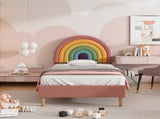 Upholstered bed 90*190, withted frame and headboard, youth bed, for adults & teenagers, wooden WF311460AAR