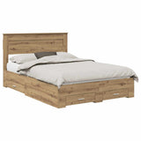 Bed Frame with Drawer Artisan Oak 140 x 190 cm Engineered Wood 3409986