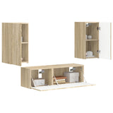 TV Wall Cabinet Set 4 pcs Sonoma Oak Engineered Wood 3408909
