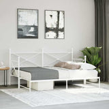 Daybed with Trundle without Mattress White 80x200 cm Steel 4104687