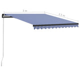 Manual Retractable Awning 300x250 cm Blue and White 3055184