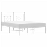 Metal Bed Frame without Mattress with Headboard White 140x200cm 374389