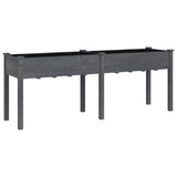 Planter with Liner Grey 203x53x76 cm Solid Wood Fir 364241