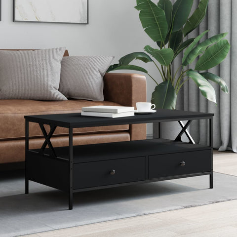 ZNTS Coffee Table Black 100x51x45 cm Engineered Wood 835299