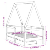 Kids Bed Frame with Drawers 70x140 cm Solid Wood Pine 834471