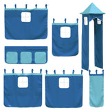 Bunk Bed without Mattress with Slide and Curtains Blue 80x200 cm 3284198