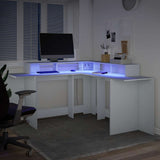 Desk with LED Lights White 152x152x91 cm Engineered Wood 3309456