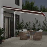 Manual Retractable Awning with LED Burgundy 400x350 cm 3214983