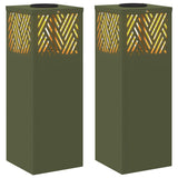Solar LED Pathway Light 2 pcs Olive Green Cold Rolled Steel 879726