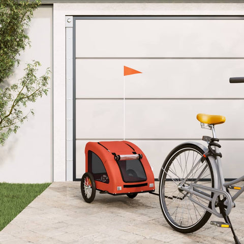 ZNTS Pet Bike Trailer Orange Oxford Fabric and Iron 93956