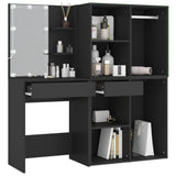 LED Dressing Table with Cabinets Black Engineered Wood 3082027