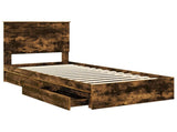 Storage Bed with Drawer Smoked Oak 90 x 190 cm Engineered Wood 3411254