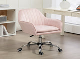 Velvet-Feel Tub Office Chair, with Seat Cushion - Pink T3398P328359