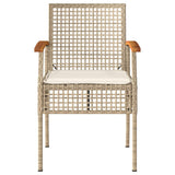 3 Piece Bistro Set with Cushions Beige Poly Rattan Acacia Wood 366261