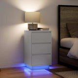 Bedside Cabinet with LED Lights White 38x34x65 cm 861301