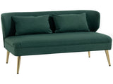 2 Seater Sofa, Linen-look Fabric Small Sofa with Wing Back, Thick Seat, Metal Legs, Dark Green T3398P554299