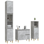 ZNTS 3 Piece Bathroom Cabinet Set Concrete Grey Engineered Wood 3185539