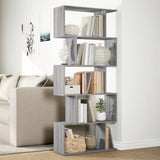 Room Divider Bookcase 5-Tier Grey Sonoma 70x24x161 cm Engineered Wood 858098