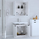 ZNTS 2 Piece Bathroom Cabinet Set White Engineered Wood 3115860