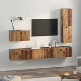 TV Cabinet Set with Drawer 4 pcs Old Wood Engineered Wood 3393327