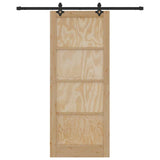 Sliding Door Manual Natural and black 86 x 211 cm 3333512