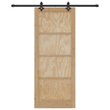 Sliding Door Natural and Black 86 x 211 cm Solid Pine Wood 3333512