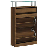 Shoe Cabinet Brown Oak 63x24x104 cm Engineered Wood 342569