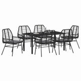Garden Dining Set 7 pcs Black Poly Rattan 3380859